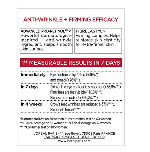 Face Care Eye Cream Revitalift Bagside Produktbillede